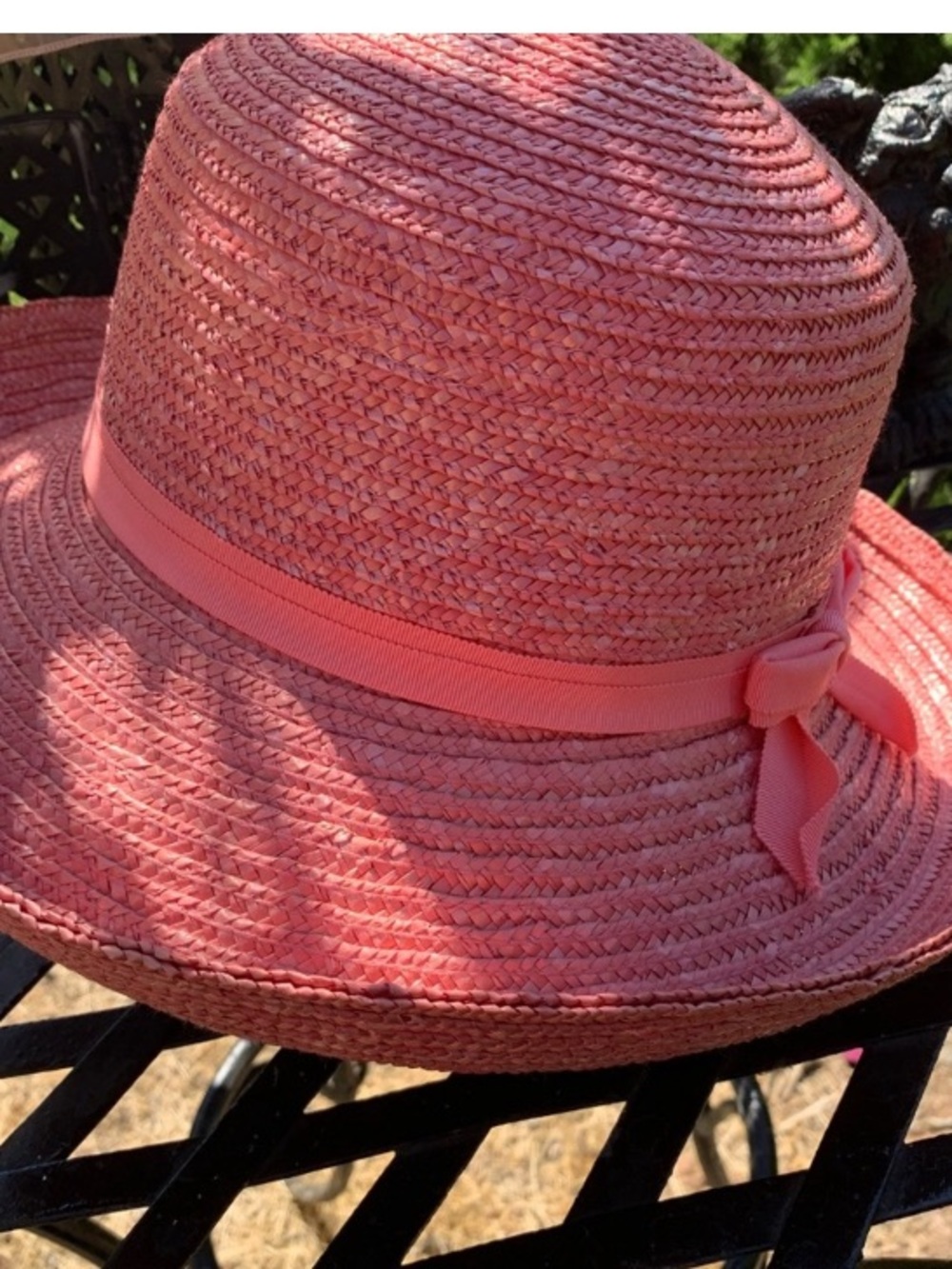 betmar Coral-Pink Wide Brim Straw Sun Hat with Ribbon Bow - Picture 5 of 11